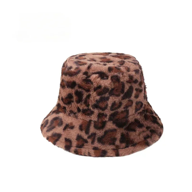 Winter Rabbit Plush Fisherman Hats Women Girl Bucket Hat