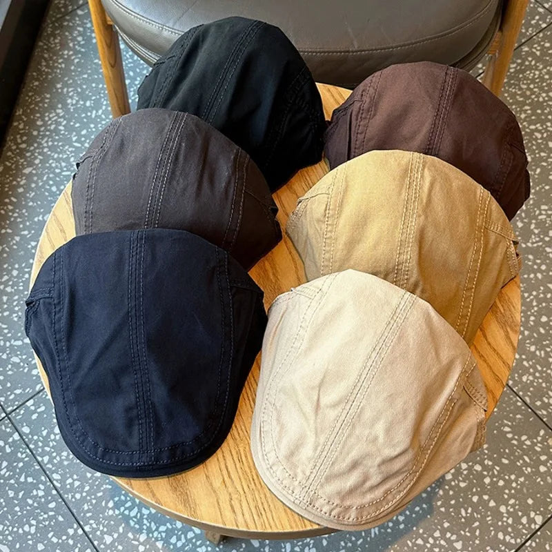 Forward Hat Solid Color Retro British Style Newspaper Hat