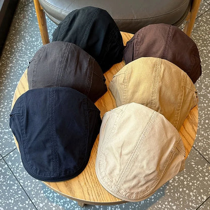 Forward Hat Solid Color Retro British Style Newspaper Hat