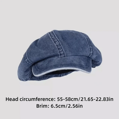 Vintage Washed Denim Beret Hat
