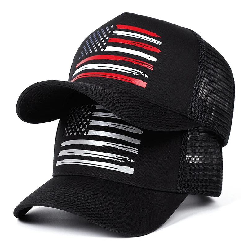 Fashion Creative New Baseball Hat American Flag Printed Hip Hop Hat Outdoor Daily Hat Unisex Mesh Hat