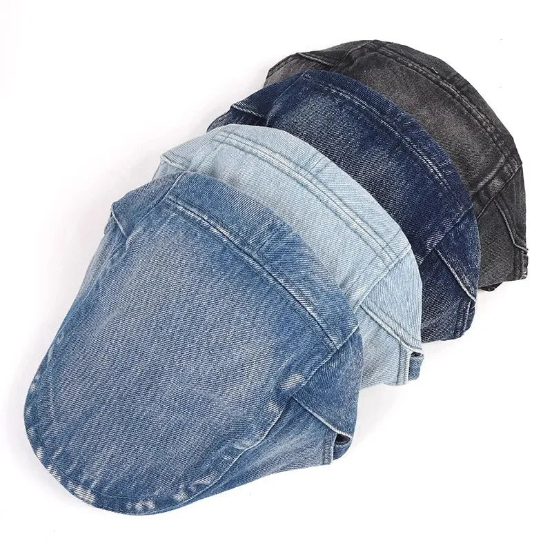 Japanese Retro Distressed Denim Forward-Cap