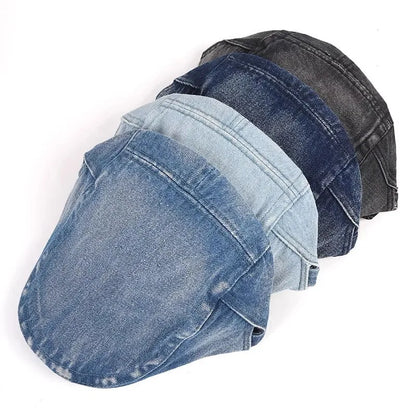 Japanese Retro Distressed Denim Forward-Cap