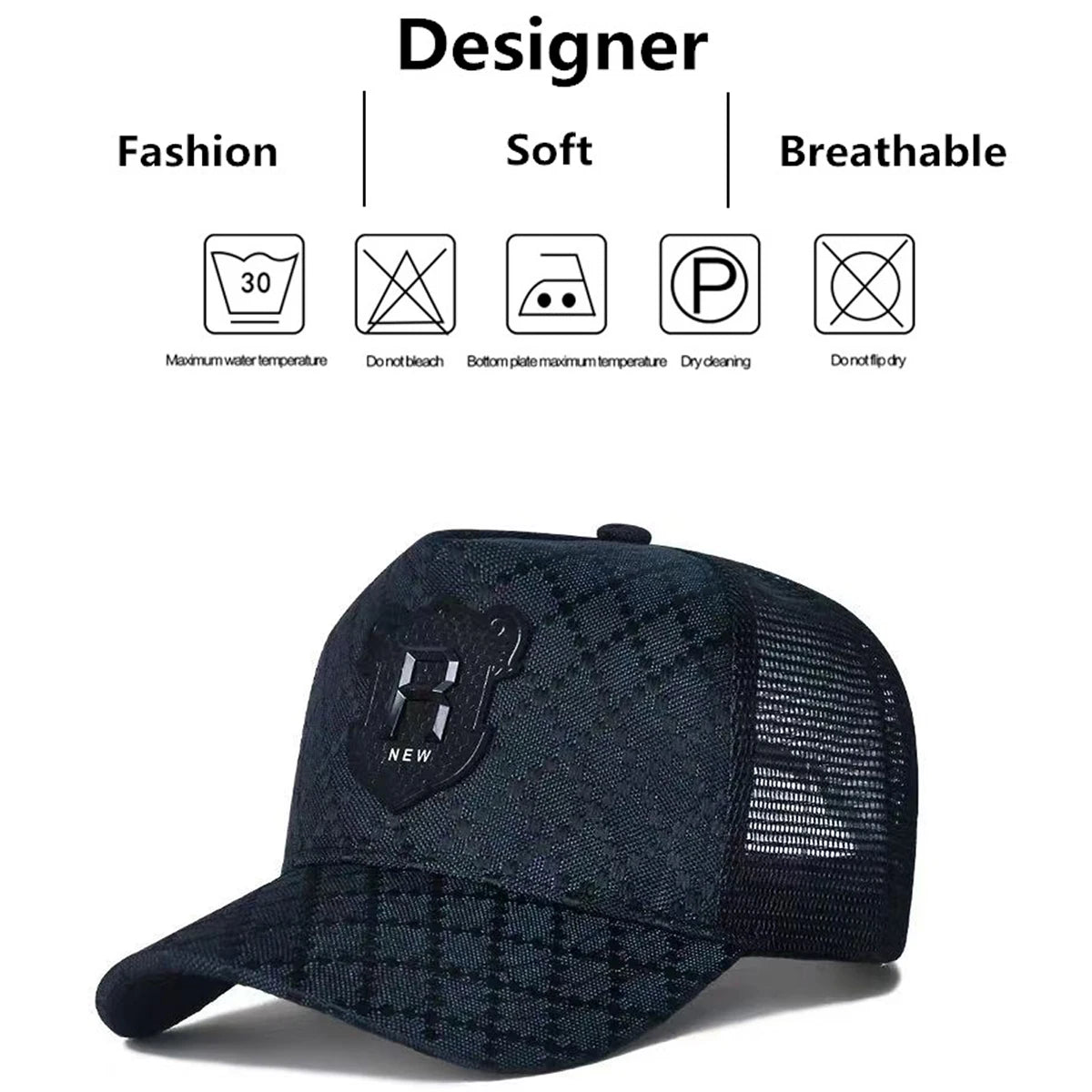 Unisex R Letter Embroidery Baseball Net Caps Spring Summer
