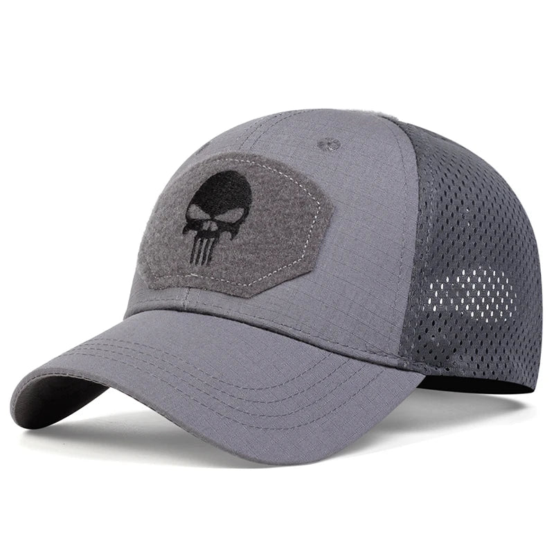 Unisex Skull Embroidered Top With Patch Breathable Baseball Caps Adjustable Sunscreen Hat