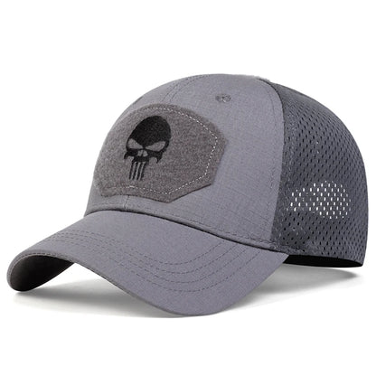 Unisex Skull Embroidered Top With Patch Breathable Baseball Caps Adjustable Sunscreen Hat