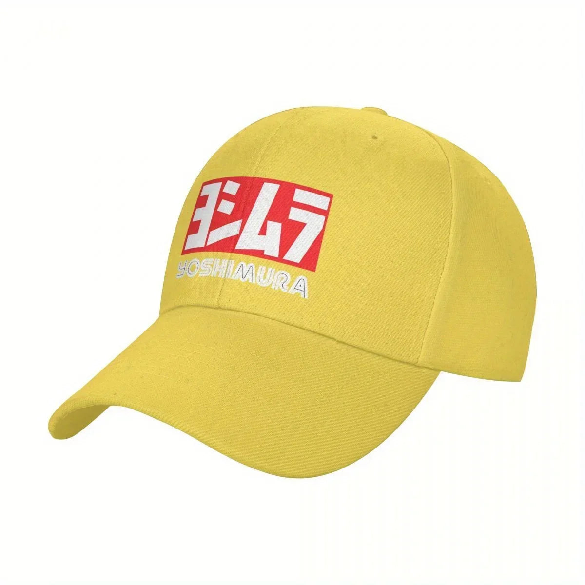 Yoshimura Motorcycle Racing Black Baseball Hat with Bold Red & White Logo, Perfect for Sports Fans