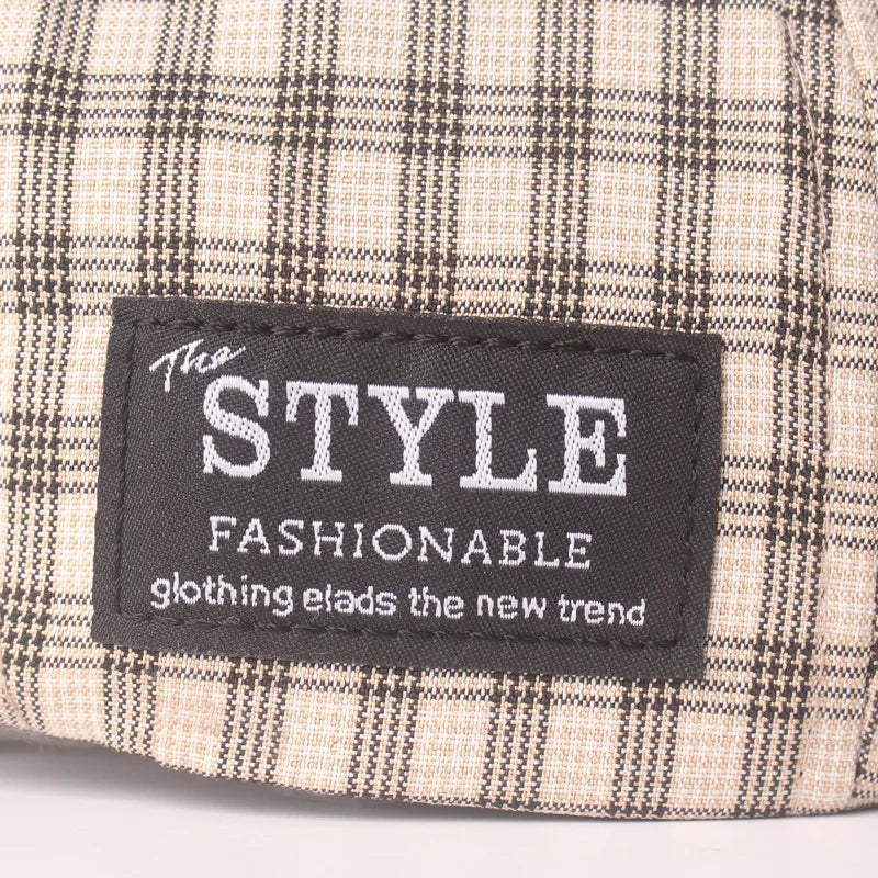 Plaid Cotton Octagonal Cap Literary Youth Women's Painter Hat