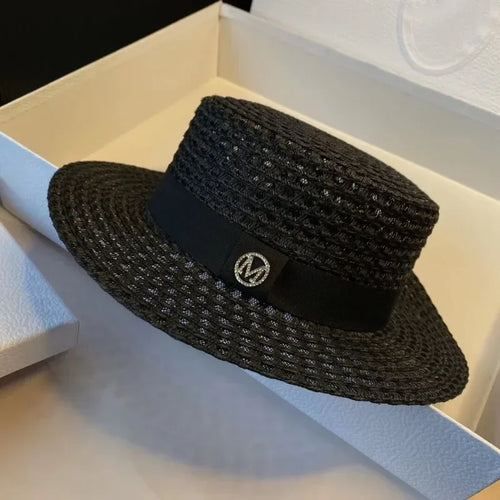 Women's Elegant Houndstooth Sun Hat - Wide Brim UV Protection Beach Hat