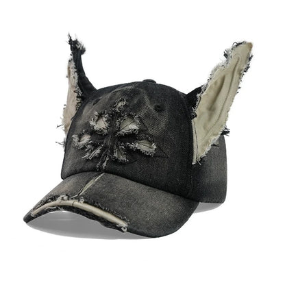 Washed Denim Hip-Hop Baseball Cap With Ear Flaps