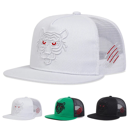 Unisex Tiger Embroidery Hip-hop Net Hats Spring Summer