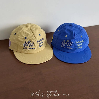Korean Fashion Letter Embroidery Flat Brim Drying Hat for Men and Women Summer