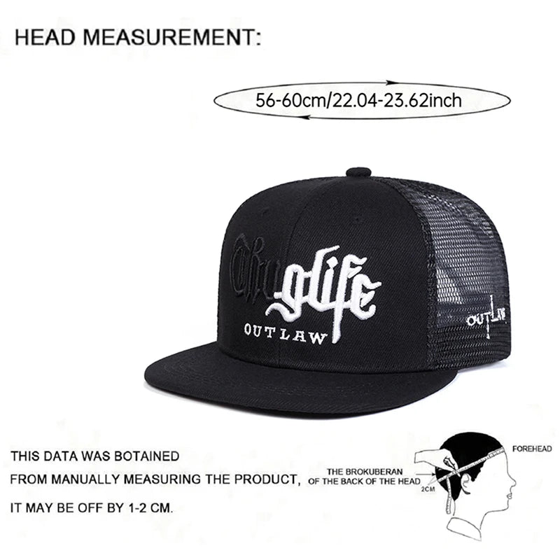 Mob Life Embroidered Street Hip Hop Hat Outdoor Daily Sunshade Mesh Hat