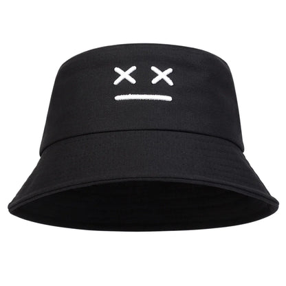 Unisex XX Smiling Face Embroidery Personality Bucket Hats