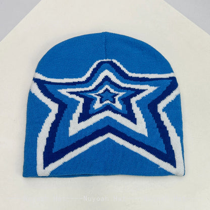 New Men Women Jacquard Five Pointed Star Love Knitted Hats