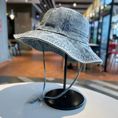 Denim Cloth Bucket Hat Men Women Outdoor