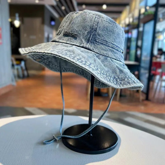 Denim Cloth Bucket Hat Men Women Outdoor