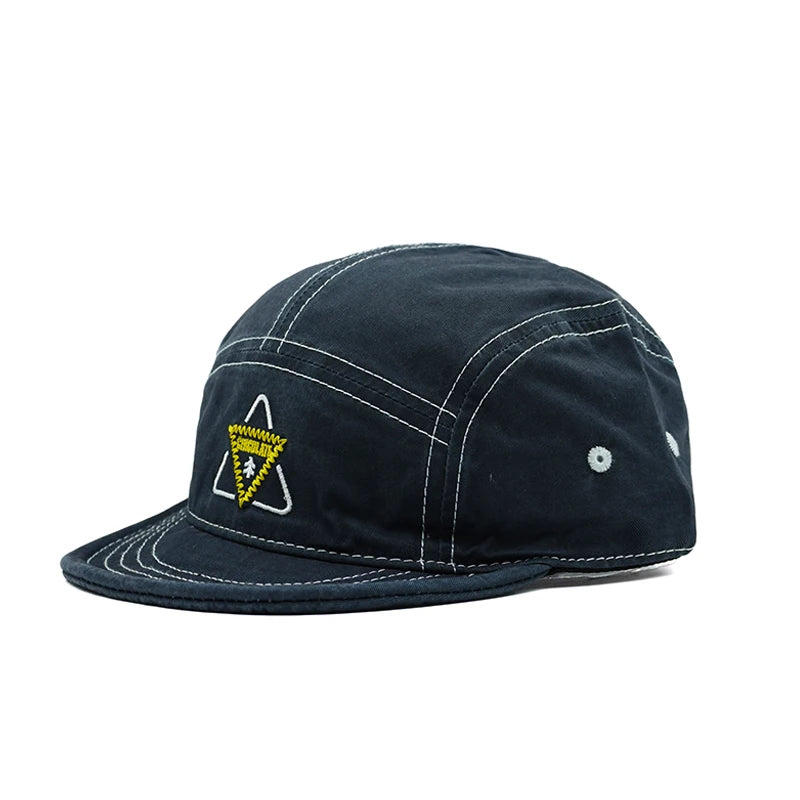 Embroidery Short Soft Brim Baseball Cap 5 Panels Cotton Dad Caps