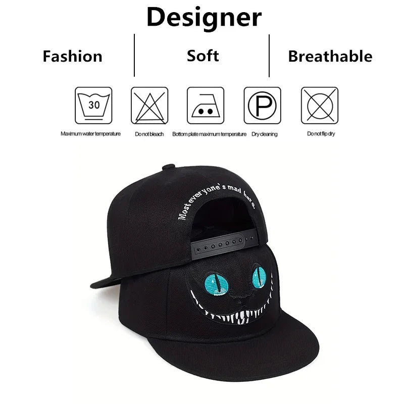Unisex Cartoon Cat Embroidery Hip-Hop Hats