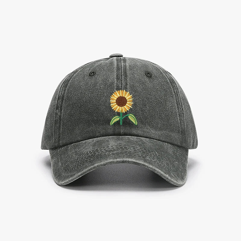 Sunflower Baseball Cap Embroidered Plant Dad Trucker Hat