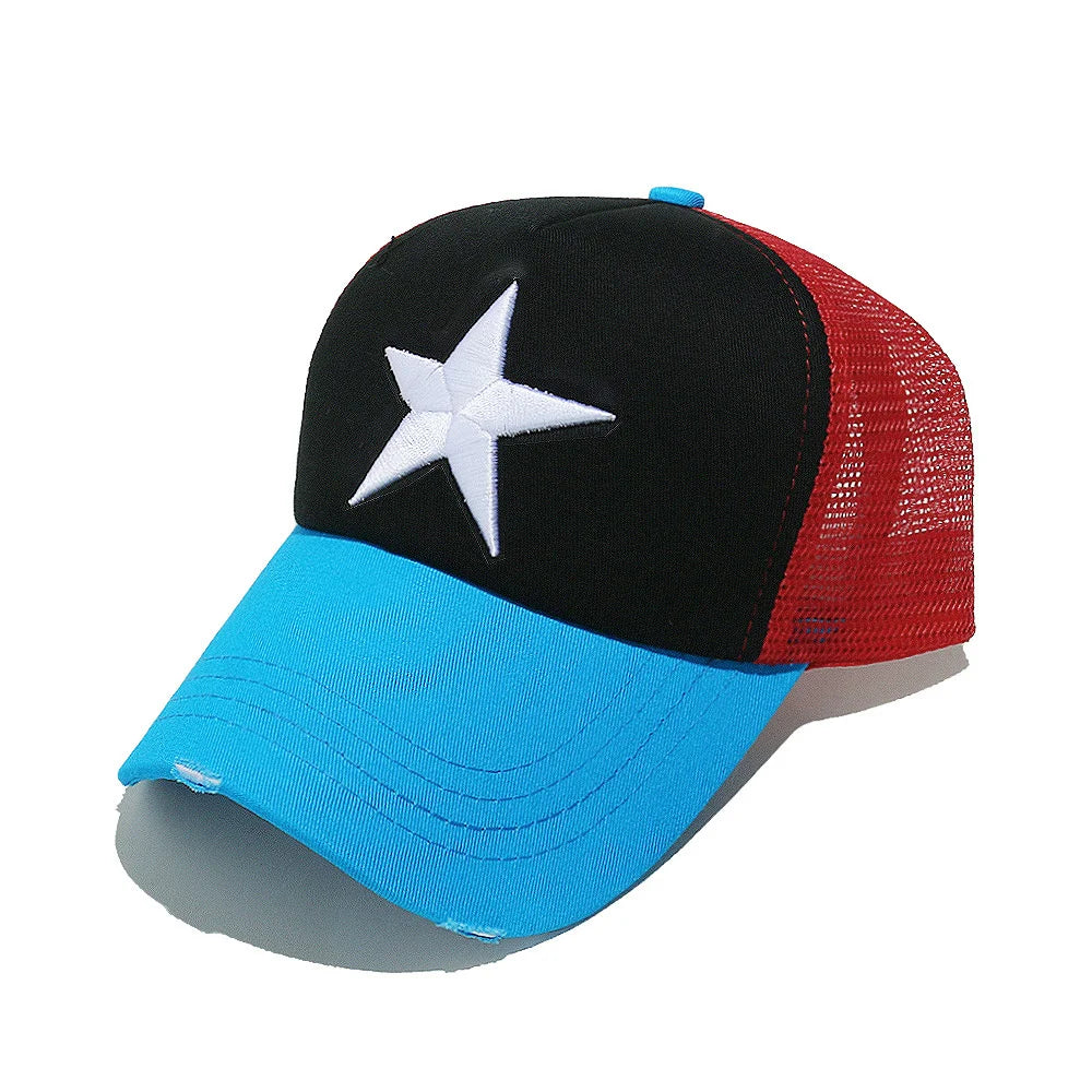 Streetwear 3D Star Embroidery Mesh Baseball Cap Summer