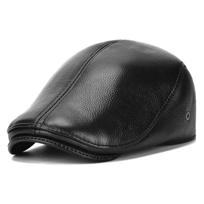 Men's Outdoor Leather Hat Winter Berets