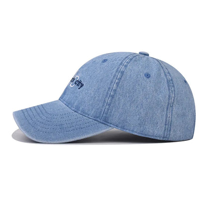 Wash Denim Baseball Cap Hip Hop Fitted Cap