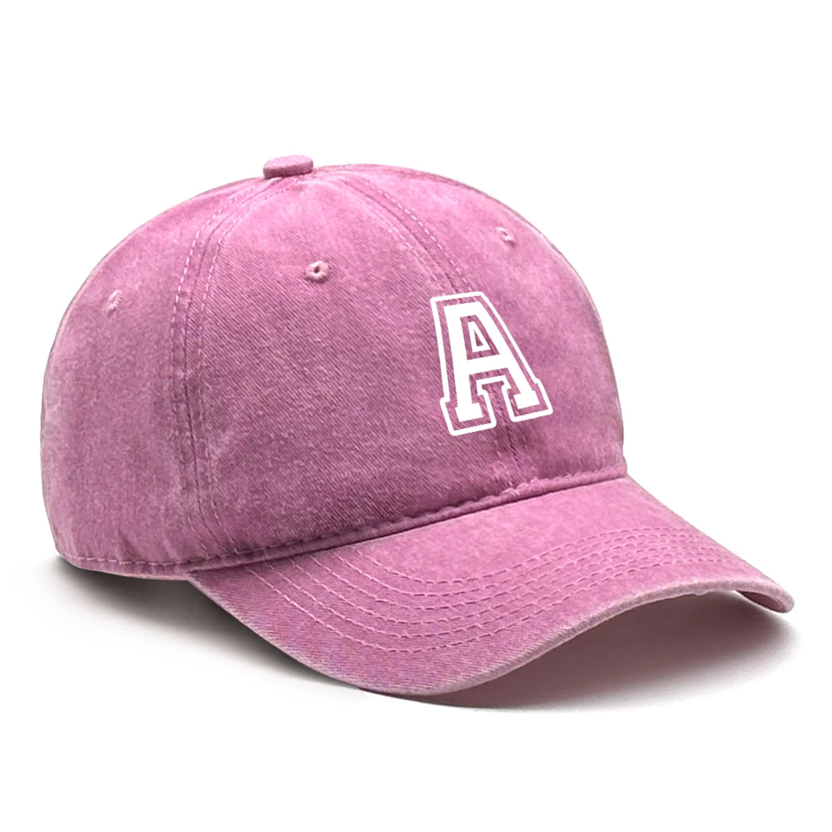 Initial Letter A-Z Print Baseball Cap For Men Women Retro Washed Cotton Dad Hat