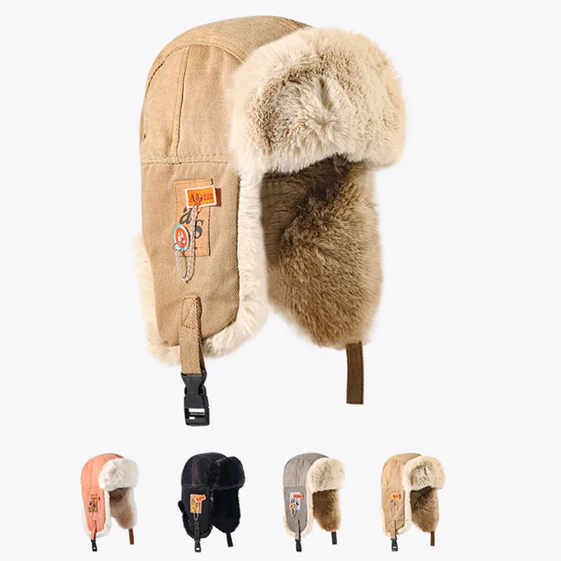 Bomber Hat Men Women Thick Warm Russian Ushanka Fur Hat Fashion Male Female