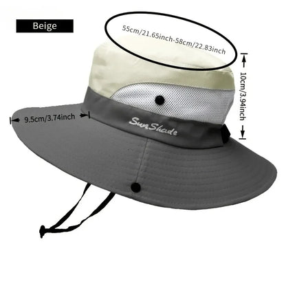 Women's Dual-Tone Sun Hat with Ponytail Hole for Spring, Summer