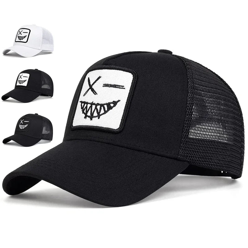 Unisex X Smiling Face Teeth Embroidery Baseball Net Caps