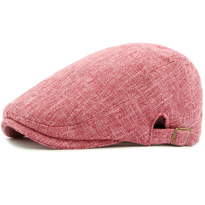 Men Beret Women Spring Summer Hat Breathable Linen Ivy Flat Cap