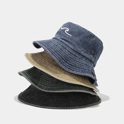 Wave Embroidered Fisherman Hats