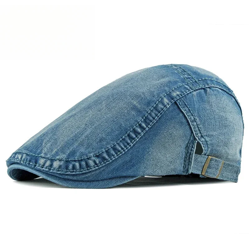 Summer Denim Hat Men's Light Board Simple Casquette Washed Denim Beret