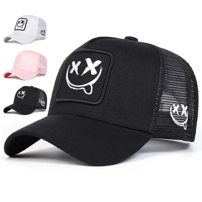 Unisex XX Smiling Face Embroidery Baseball Net Caps Spring Summer