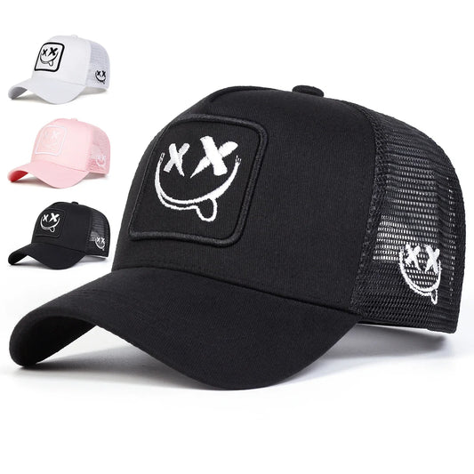 Unisex XX Smiling Face Embroidery Baseball Net Caps Spring Summer