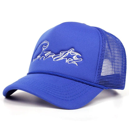 American Letter Embroidered Sun Hat Couple Mesh Breathable Duck Tongue