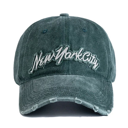 Unisex Retro Style Baseball Cap New York City Embroidery Washed Cotton Cap Men Women