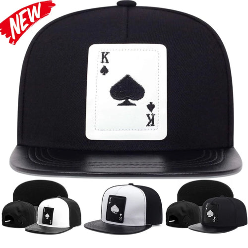 King Leather Playing Card Embroidered Baseball Caps Hip Hop Caps For Men Women