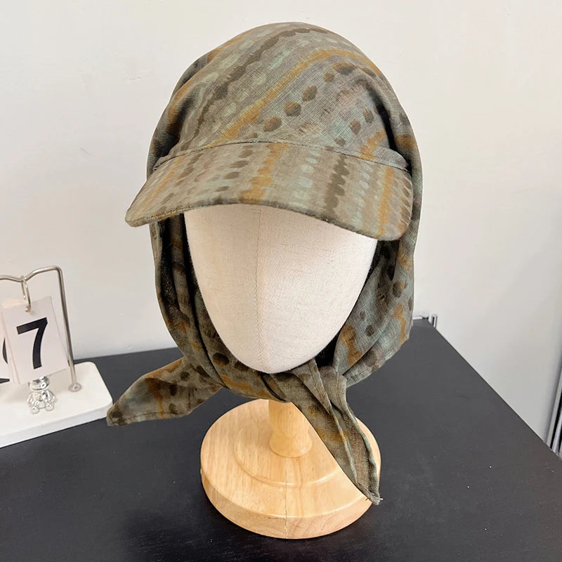 New Korean Original Ins Plaid Triangle Scarf Cap