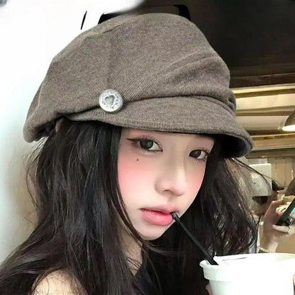 Cloud Beret Painter Caps Women Hat Octagonal Hats Pleated Painter's Hat