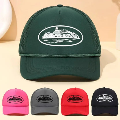 A Trendy City Scenery Mesh Dad Hat Adjustable Breathable Baseball Cap