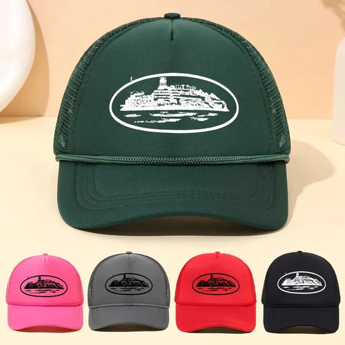 A Trendy City Scenery Mesh Dad Hat Adjustable Breathable Baseball Cap