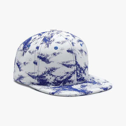 Splatter Print Flat Brim Baseball Cap Adjustable Sun Protection Breathable Outdoor Street Hip Hop Casual Unisex