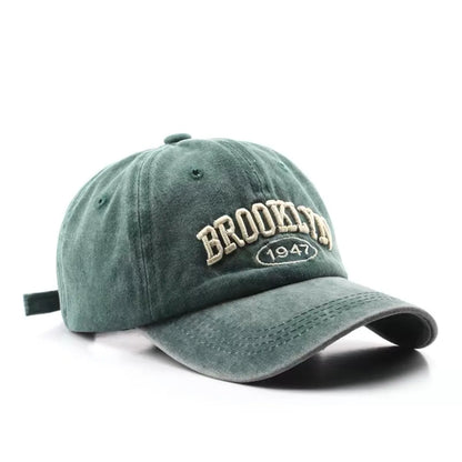 Male Vintage Letter Embroidered Duckbill Cap for Outdoor Travel Baseball Cap