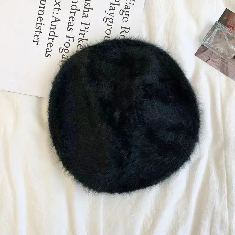 Beret Women Rabbit Fur Spotted Leopard Beret Sherlock Hat