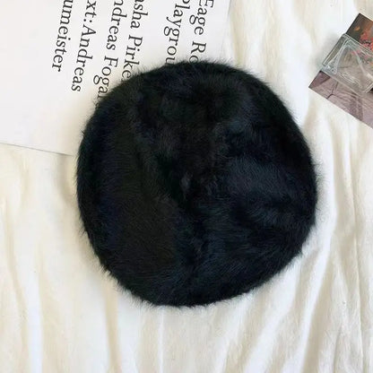 Beret Women Rabbit Fur Spotted Leopard Beret Sherlock Hat