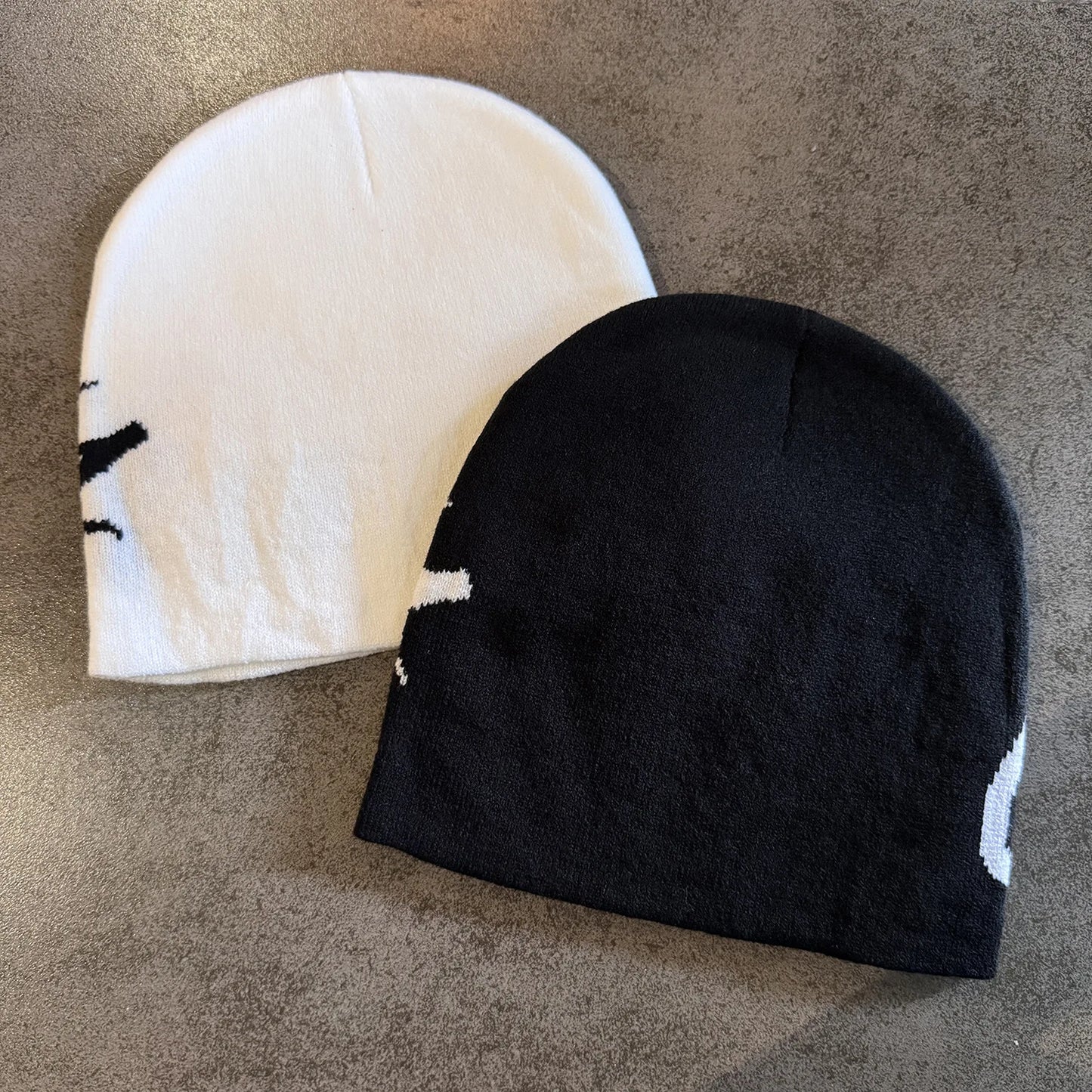 Knitted Letter Pattern Beanie Hat For All Seasons Unisex Wide Brim Acrylic Knit Cap