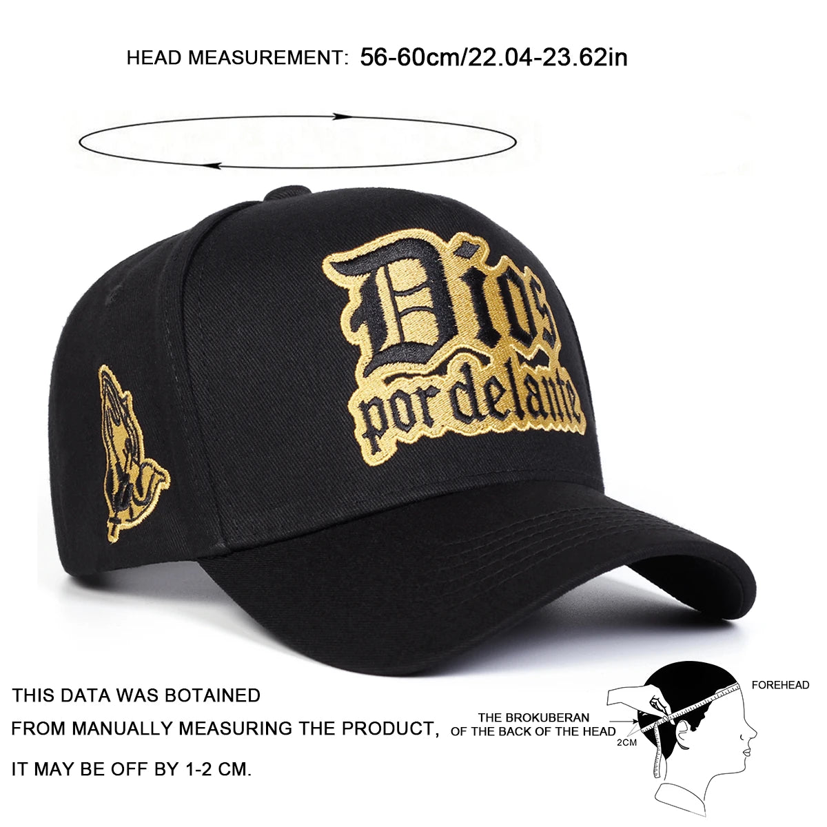 Unisex DIOS POR DELANTE Letter Embroidery Baseball Caps Outdoor Adjustable Sunscreen Hat Sports Cap