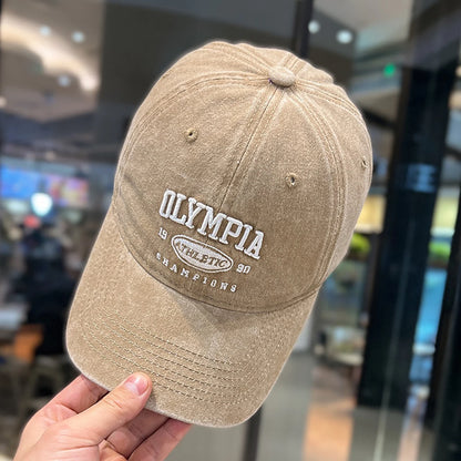 Washed Cotton Letter Baseball Cap For Women Men
